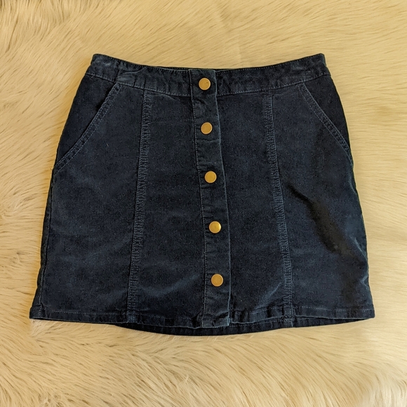 Altar'd State dark teal snap front corduroy mini skirt size xs - Picture 4 of 8